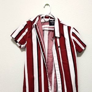 Striped button down polo